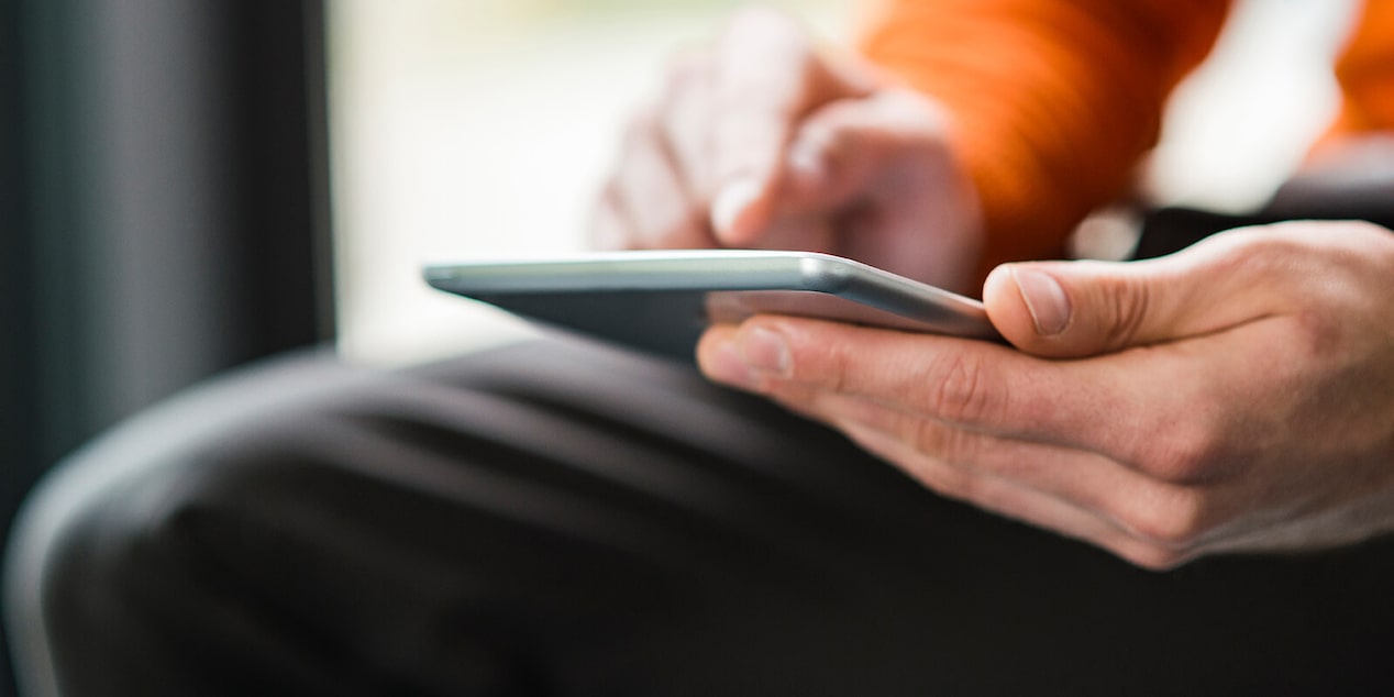 Smartphone while in use.